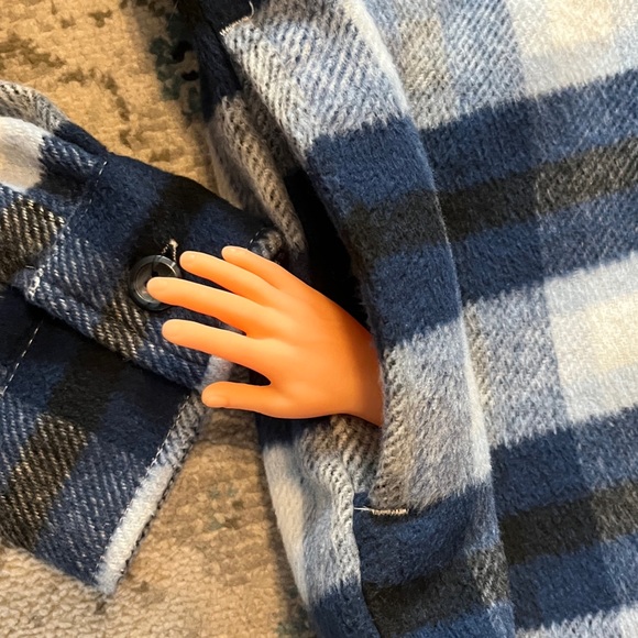 Kensie Blue & Black Plaid Flannel Shacket Pockets - Picture 8 of 15